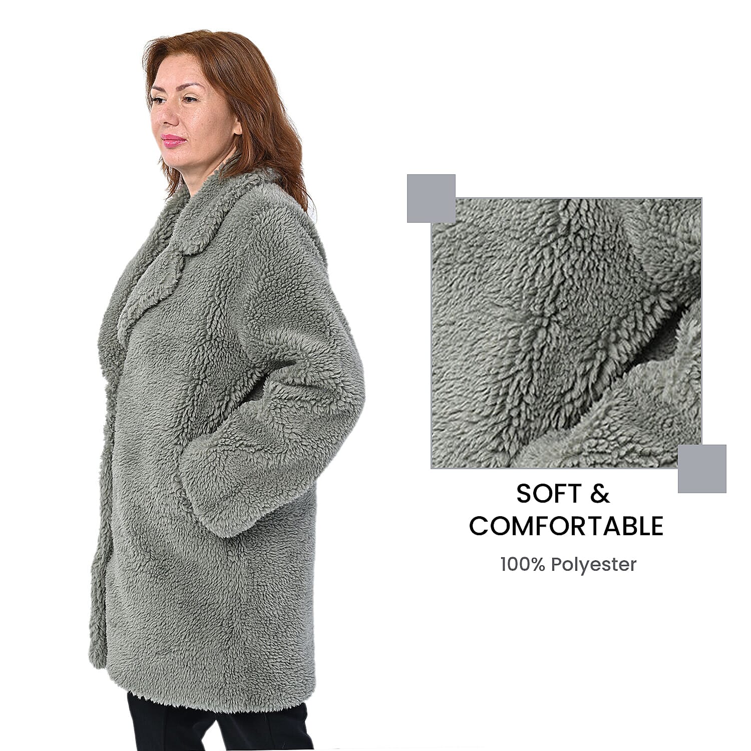 LA MAREY Reversible Faux Fur  Coat (Size 10-20) - Sage