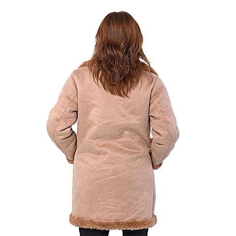 LA MAREY Reversible Faux Fur Winter Coat (Size 10-20) - Tan