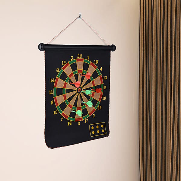 Double Sided Strong Magnetic Dartboard (Size 48X47 CM) - Black