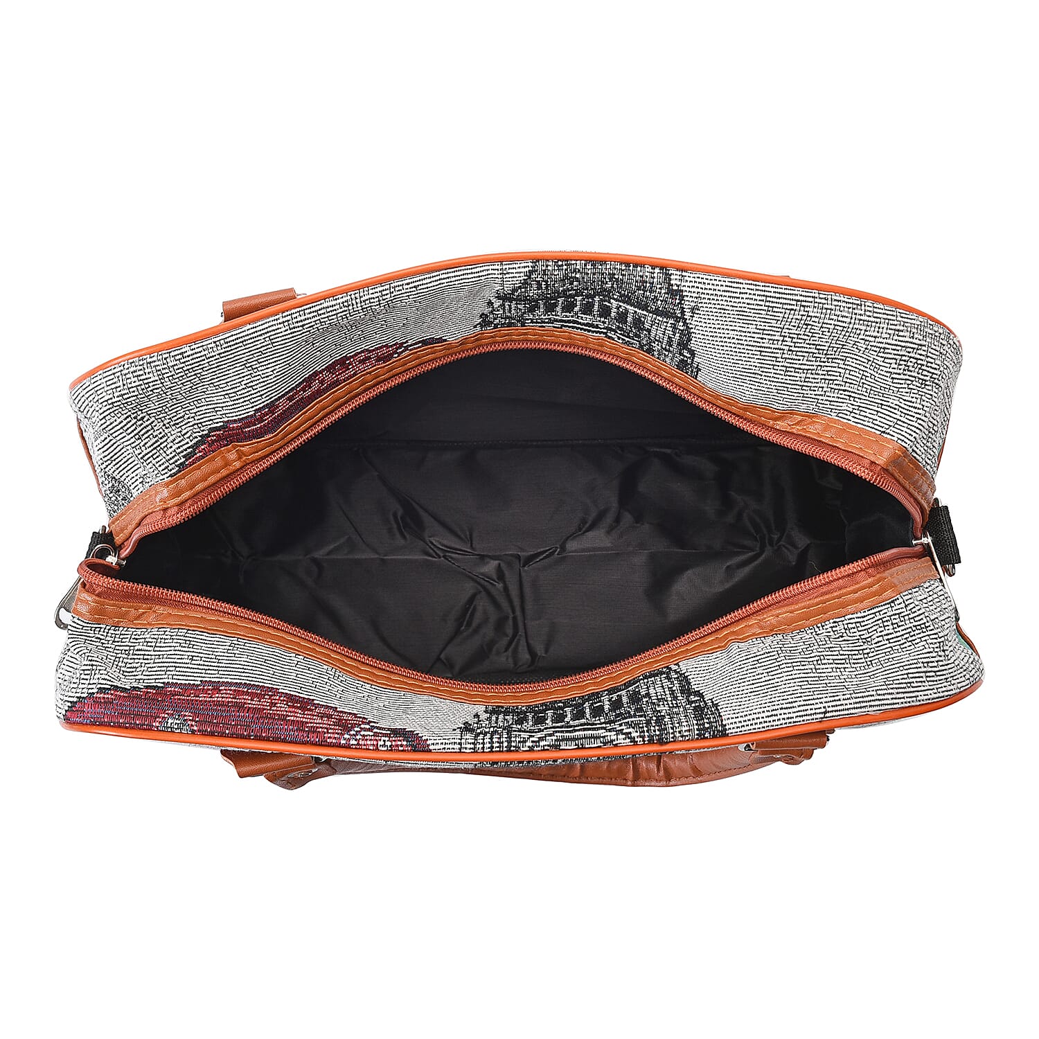 London City Pattern Travel Bag with Shoulder Strap and Zipper Closure (Size36x15x25Cm) - Grey