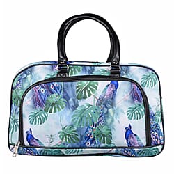 Peacock Pattern Travel Bag with Shoulder Strap and Zipper Closure (Size:43x25x18Cm) - Green