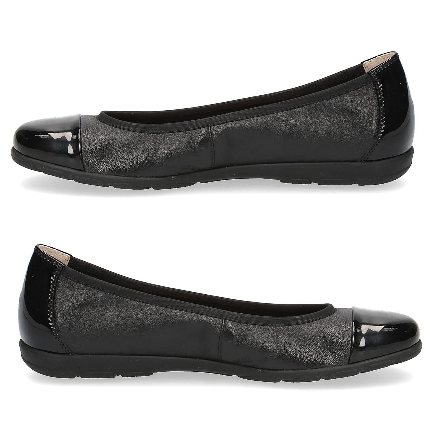 CAPRICE Ballerina Leather Pump (Size 3.5) - Black