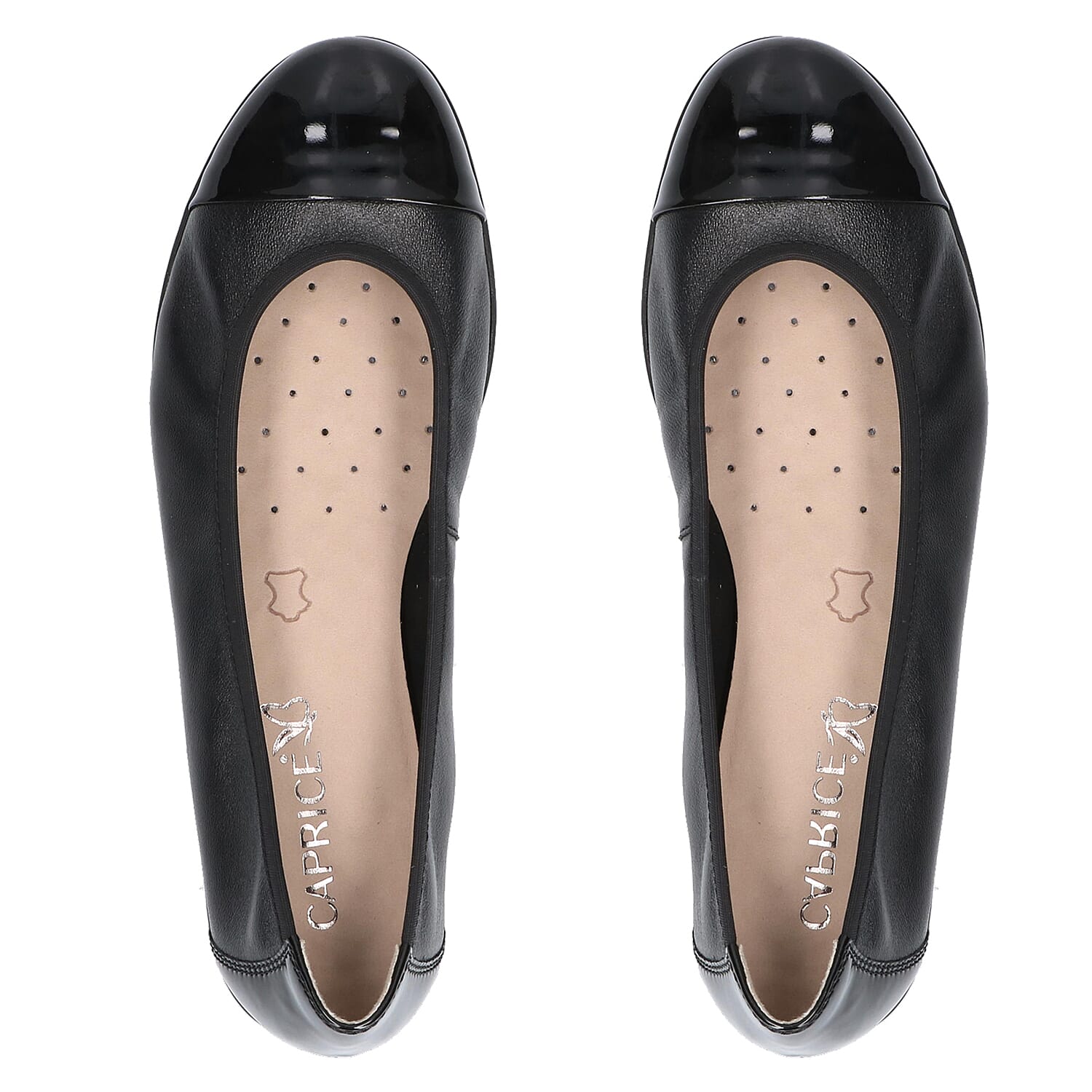 CAPRICE Ballerina Leather Pump (Size 3.5) - Black