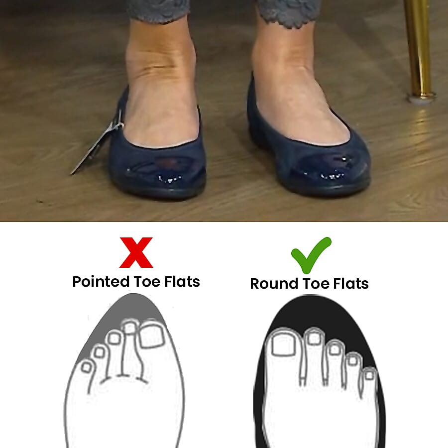 Caprice Genuine leather Glossy Ballerina Pump - Navy