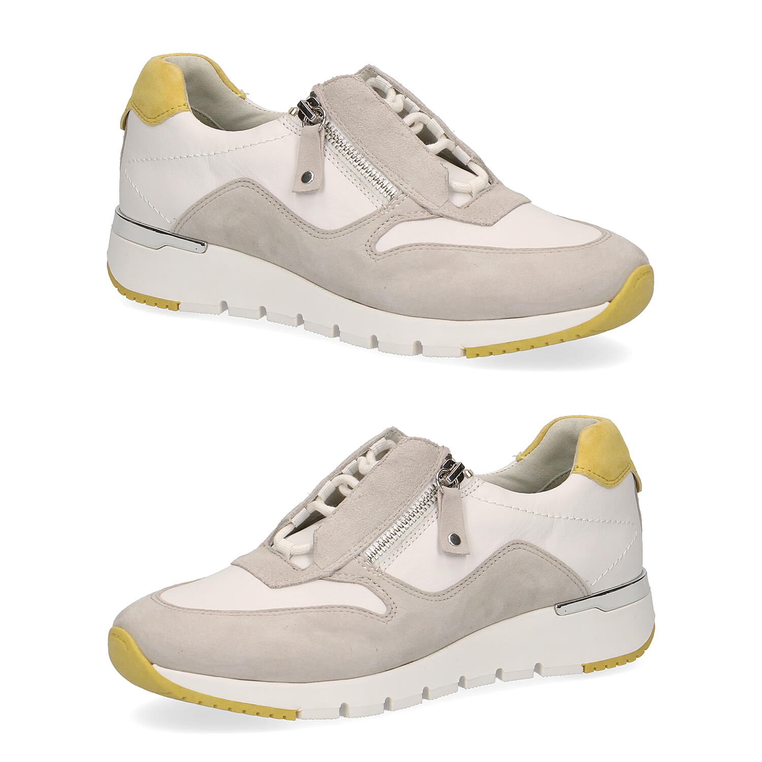 CAPRICE  Lightweight with Side Zipper Sneaker Shoes (Size 4) - White & Grey