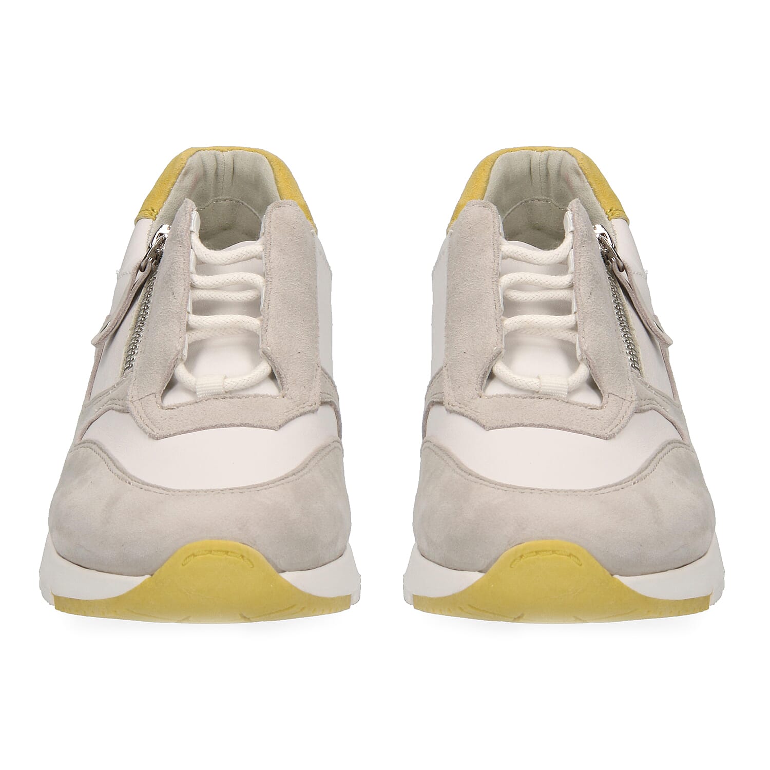 CAPRICE  Lightweight with Side Zipper Sneaker Shoes (Size 4) - White & Grey