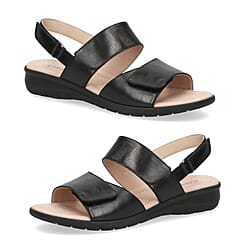 CAPRICE Genuine Leather Flat Sandals (Size 3.5) - Black