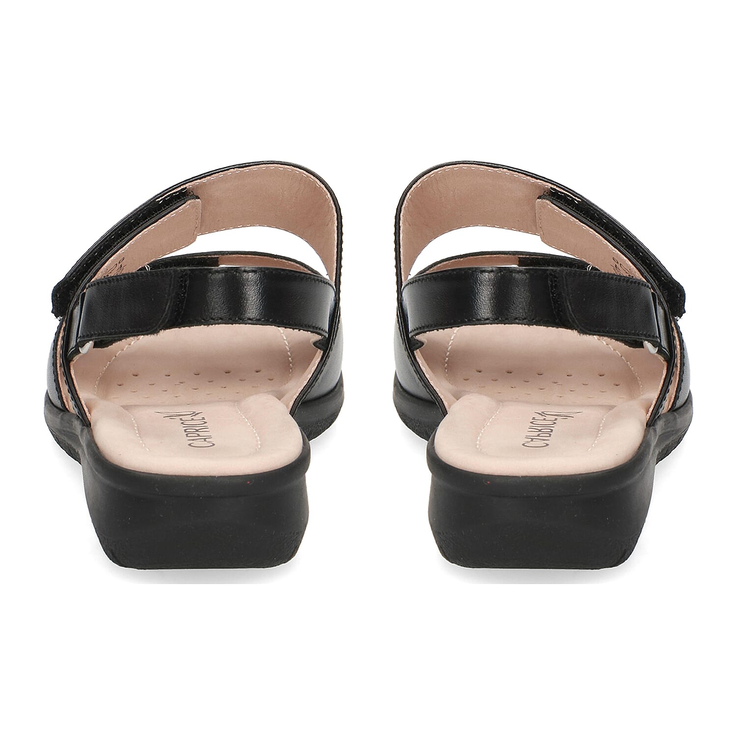CAPRICE Genuine Leather Flat Sandals (Size 3.5) - Black