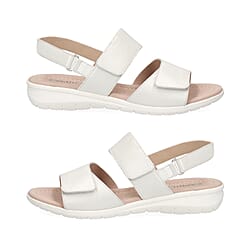 CAPRICE Nappa Flat Leather Sandals (Size 3.5) - White
