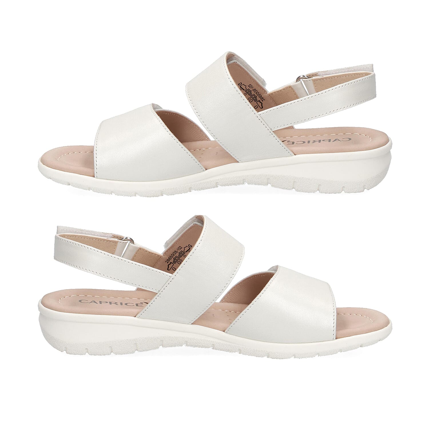 CAPRICE Genuine Leather Flat Sandals (Size 3.5) - Black