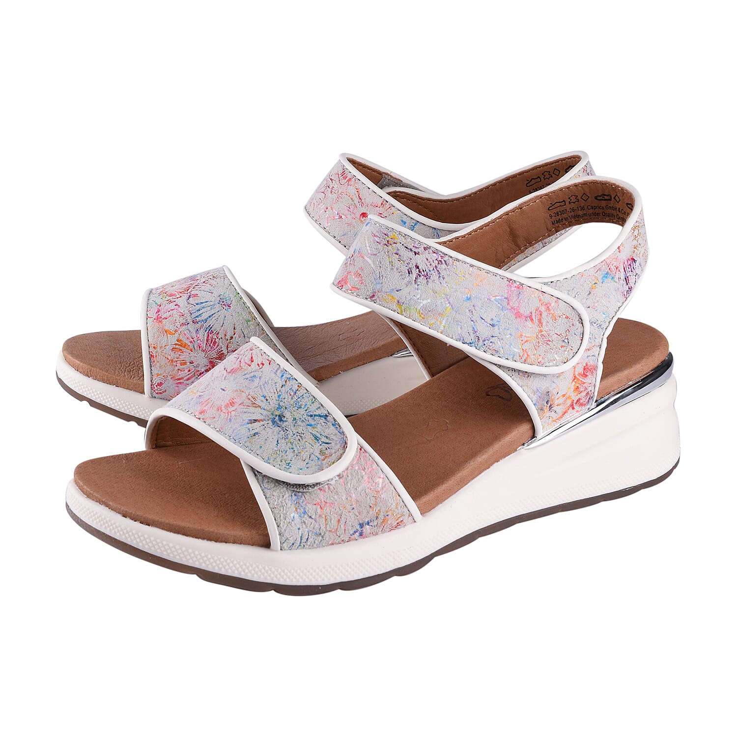 CAPRICE Comfortable Flower Flat Sandal (Size 5) - White