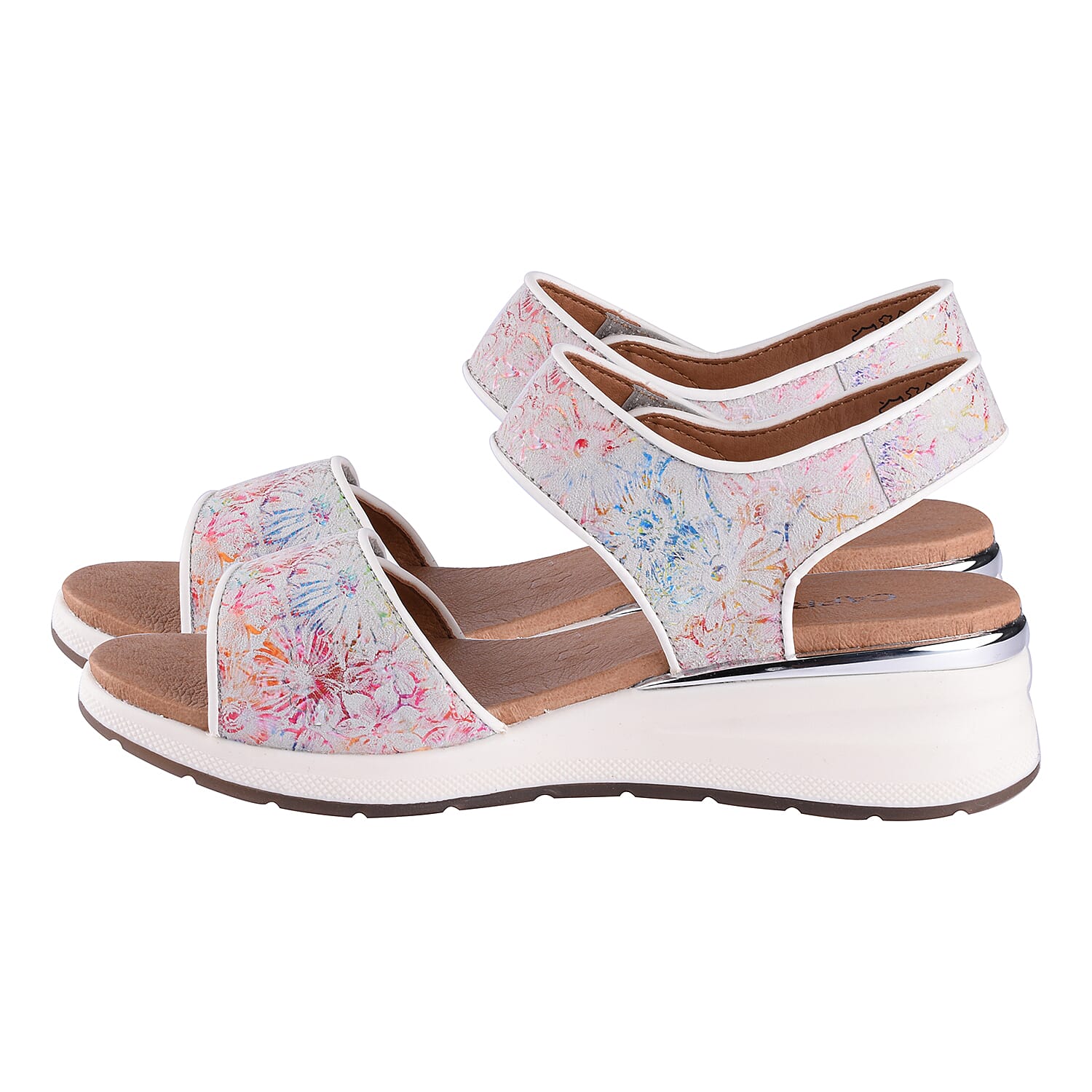 CAPRICE Comfortable Flower Flat Sandal (Size 5) - White