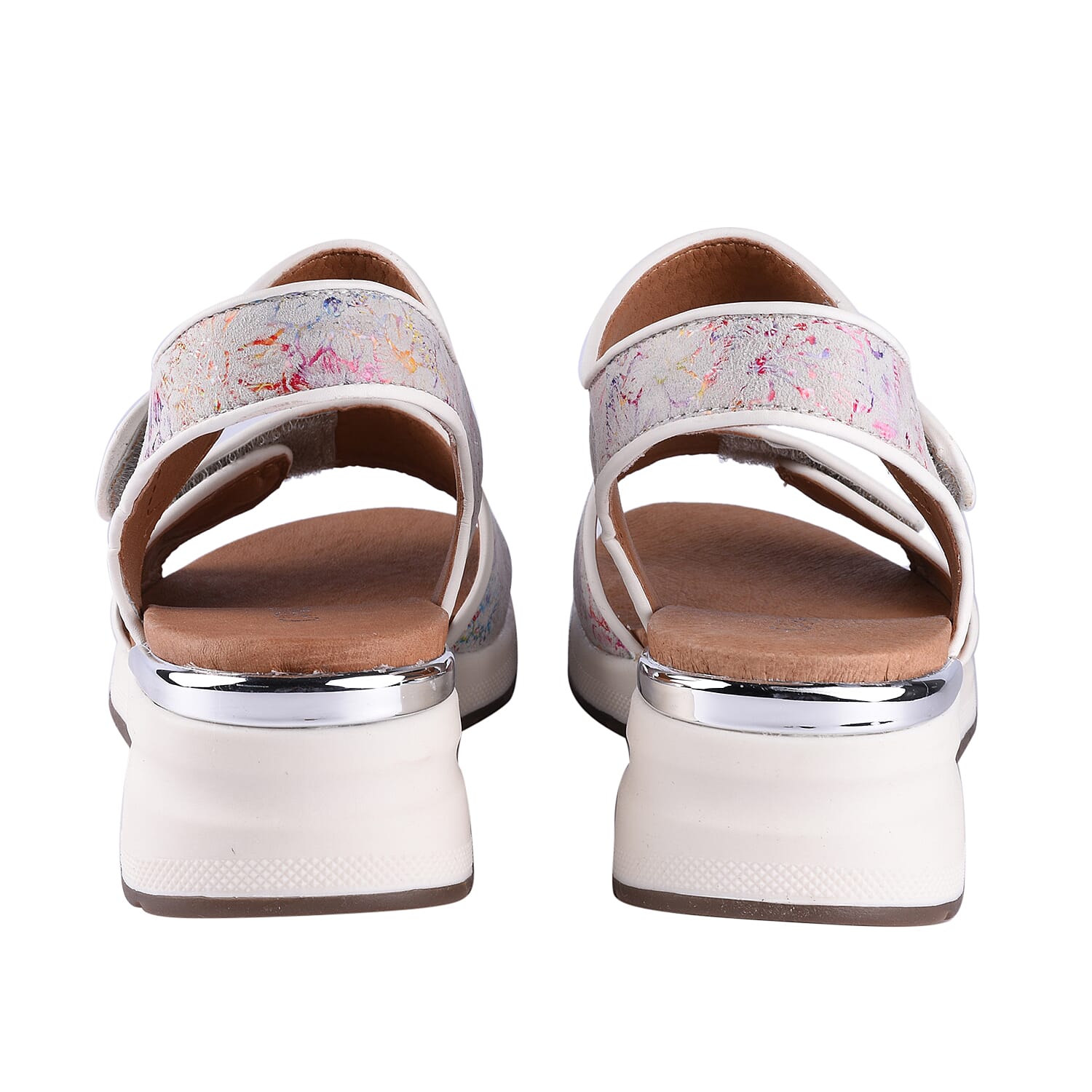 CAPRICE Comfortable Flower Flat Sandal (Size 5) - White