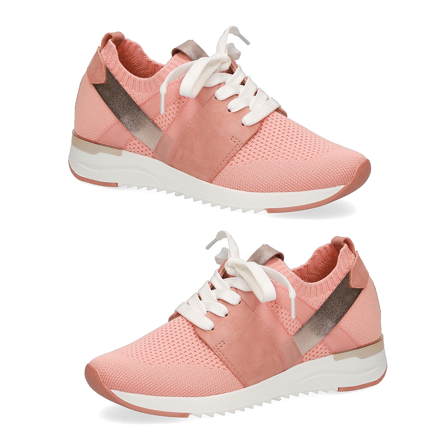 CAPRICE Flyknite Ankle Sneaker Shoes (Size 5) - Peach