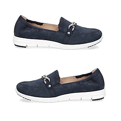 CAPRICE Suede Leather Buckle Detailing Loafers (Size 4)- Blue