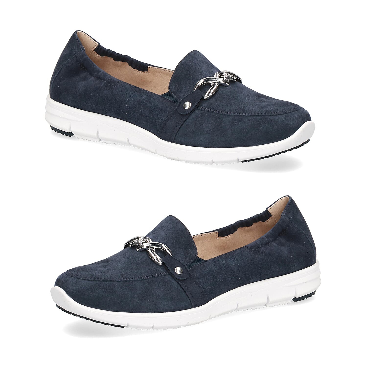 CAPRICE Suede Leather Buckle Detailing Loafers (Size 4)- Blue