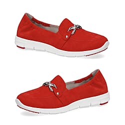 Caprice Suede Leather Buckle detailing Loafers (Size 4)- Red