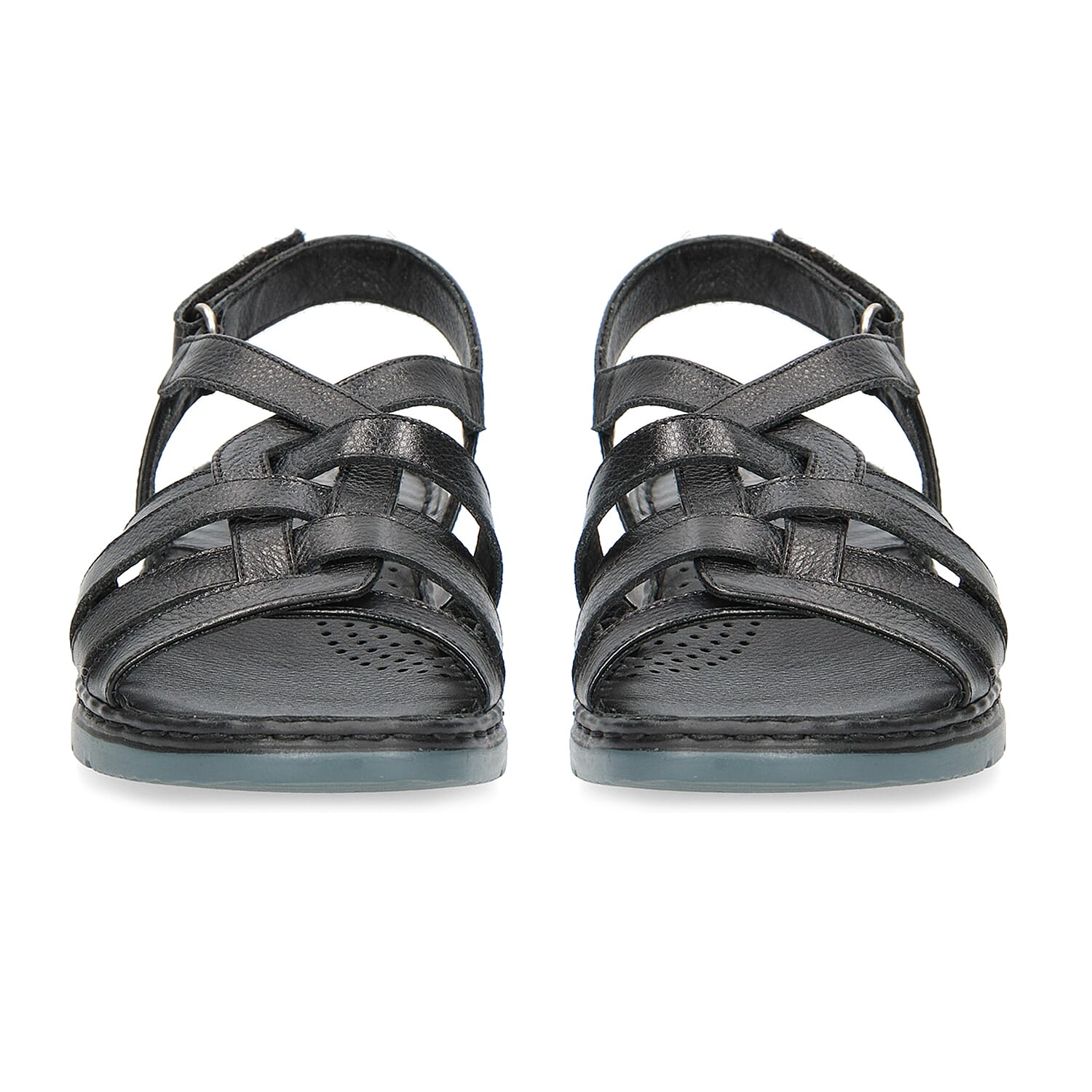 CAPRICE Leather Flat Sandal (Size 3.5) - Black