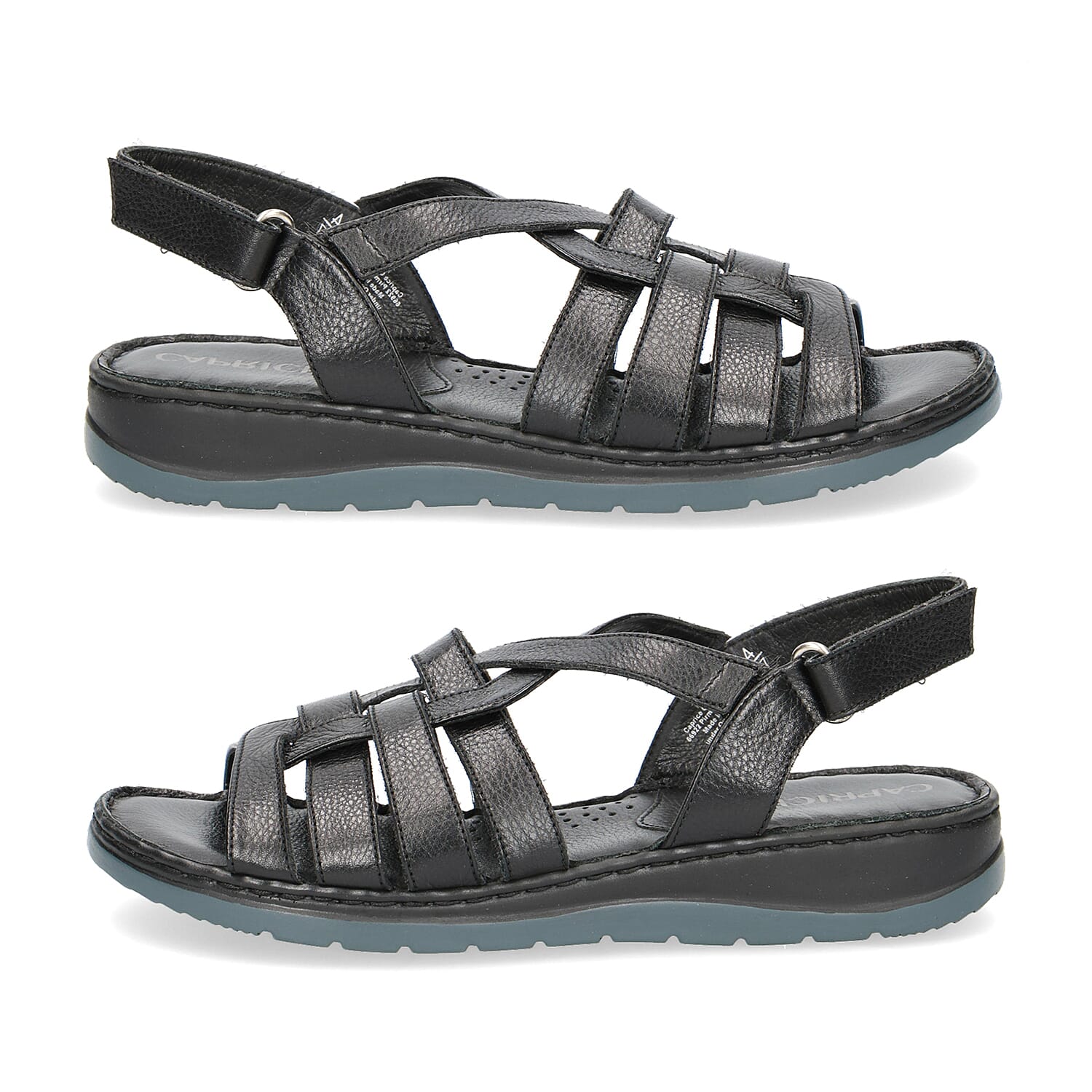 CAPRICE Leather Flat Sandal (Size 3.5) - Black