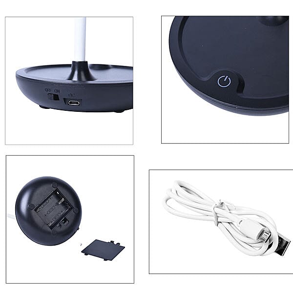 Portable Touch Control Rechargable LED Table Lamp - Black