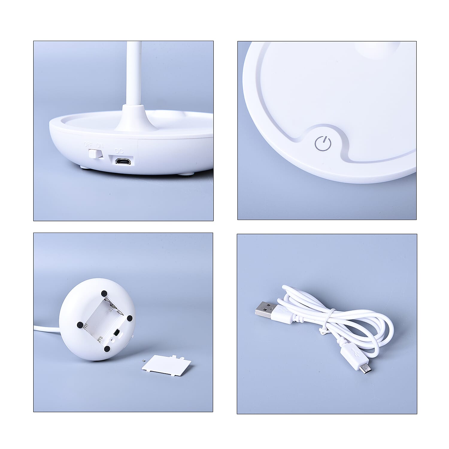 Portable Touch Control Rechargable LED Table Lamp (Size 34x12Cm) - White