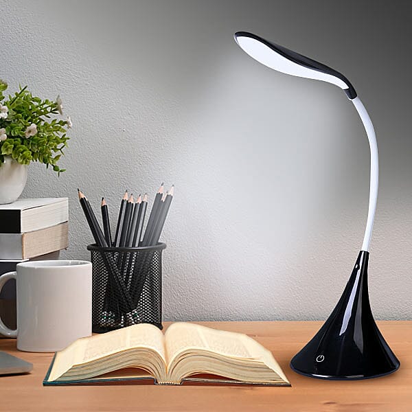 Portable 14 LED Swan Desk Lamp with Touch Switch and USB Power 3 AA Battery(not included) - Black