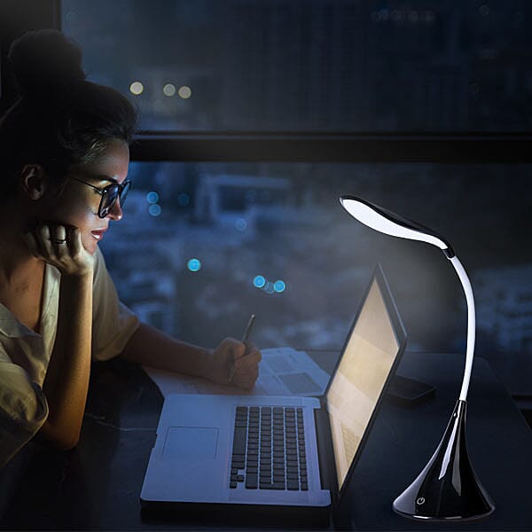 Portable 14 LED Swan Desk Lamp with Touch Switch and USB Power 3 AA Battery(not included) - Black