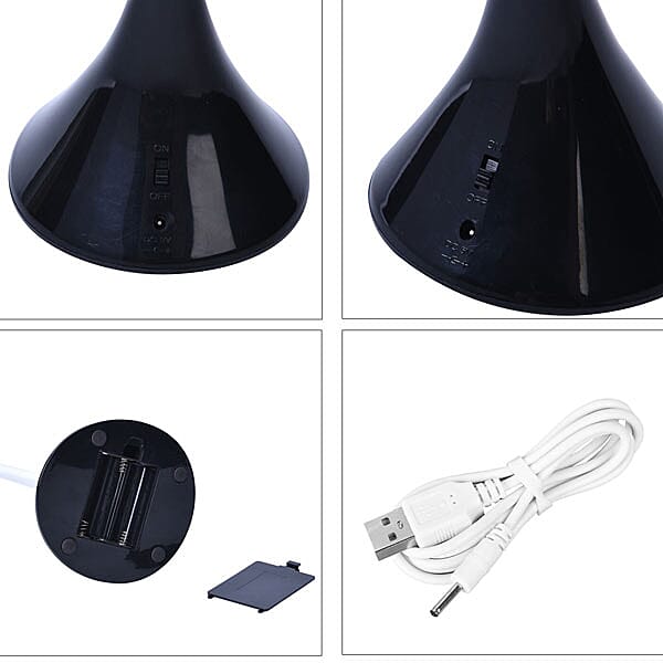 Portable 14 LED Swan Desk Lamp with Touch Switch and USB Power 3 AA Battery(not included) - Black