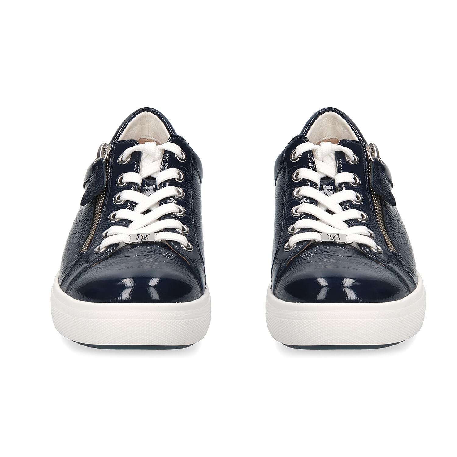 CAPRICE Leather Zipper Detailing Low-top Sneakers (Size 3.5) - Navy Blue