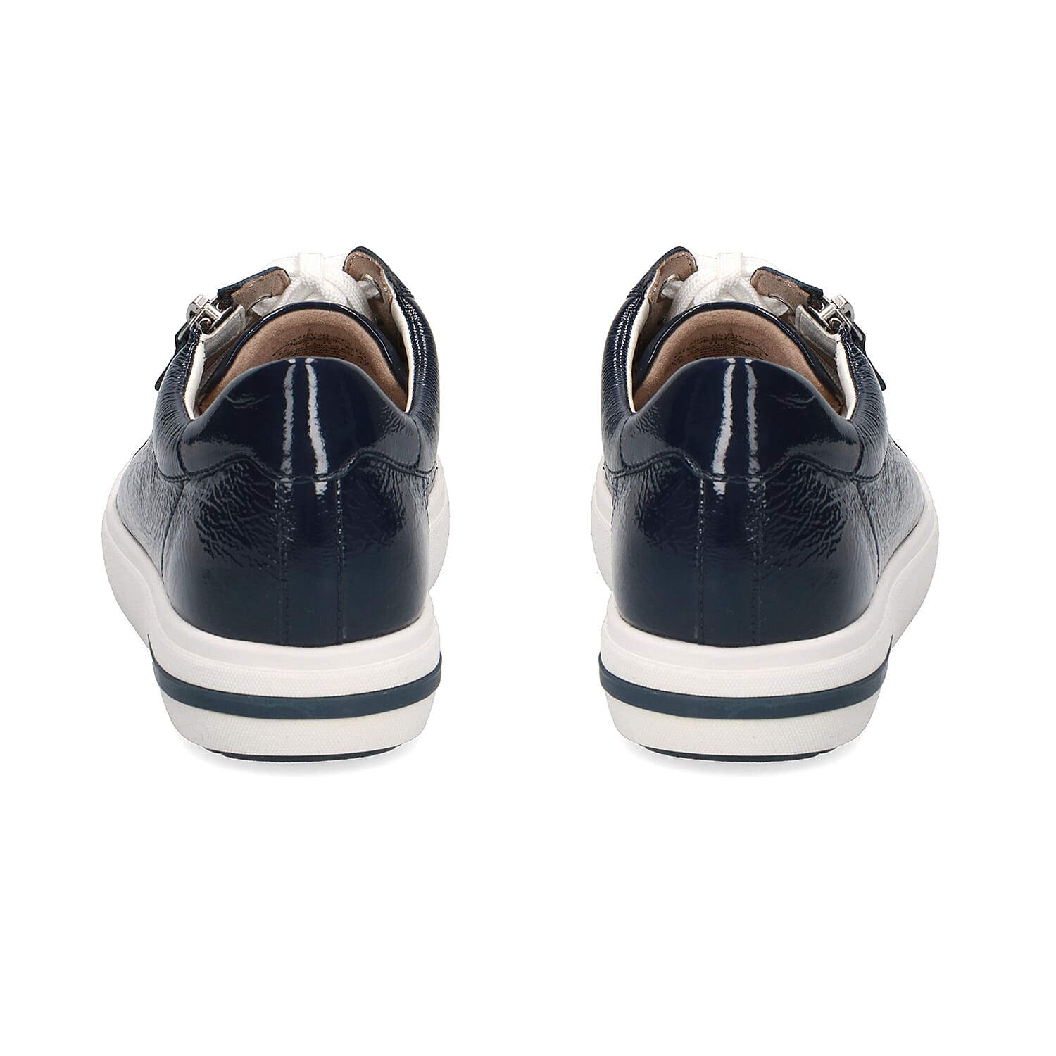 CAPRICE Leather Zipper Detailing Low-top Sneakers (Size 3.5) - Navy Blue