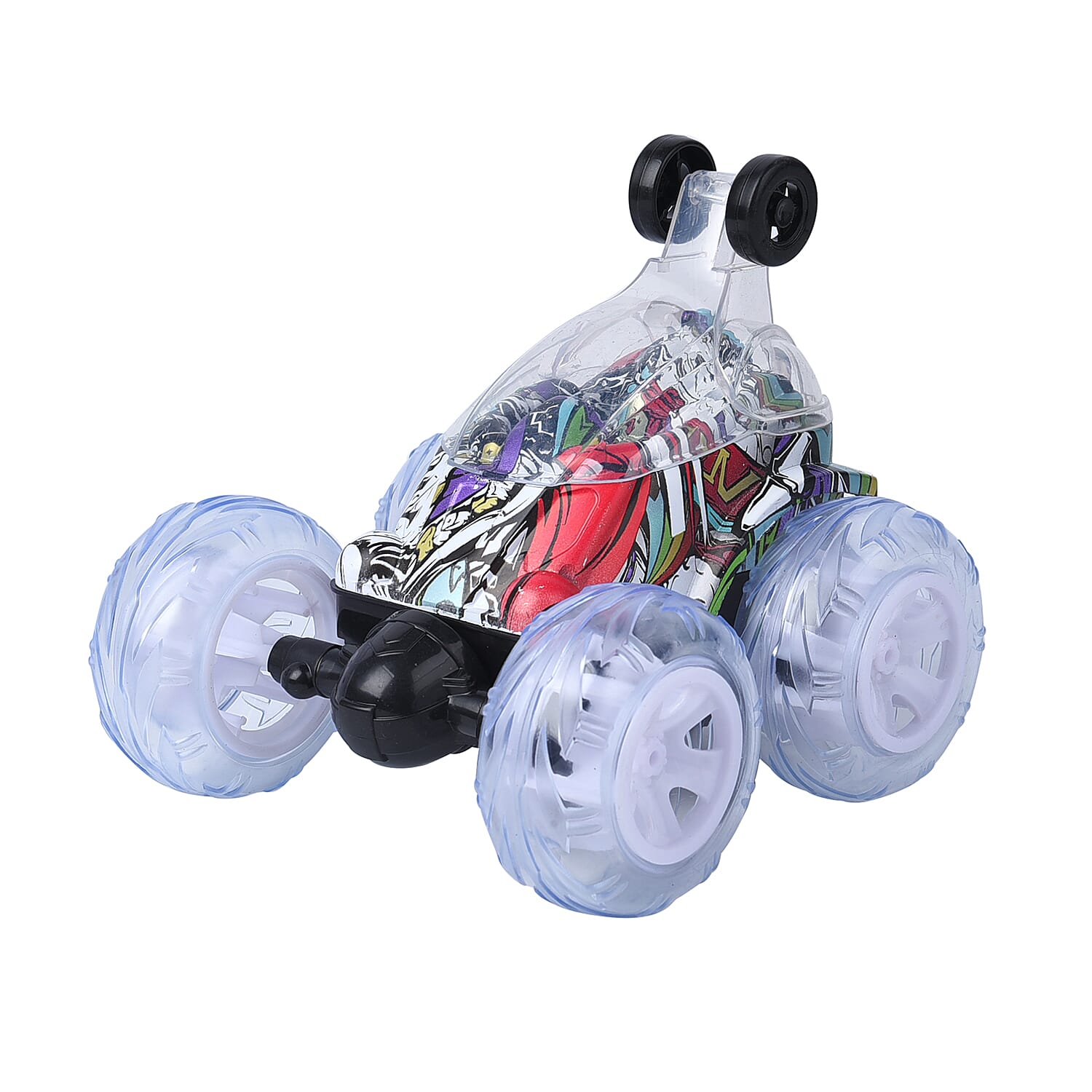 Multicolour LED Light Racing Stunt Car with Remote Control (Includes 500mah) - Red & Multi