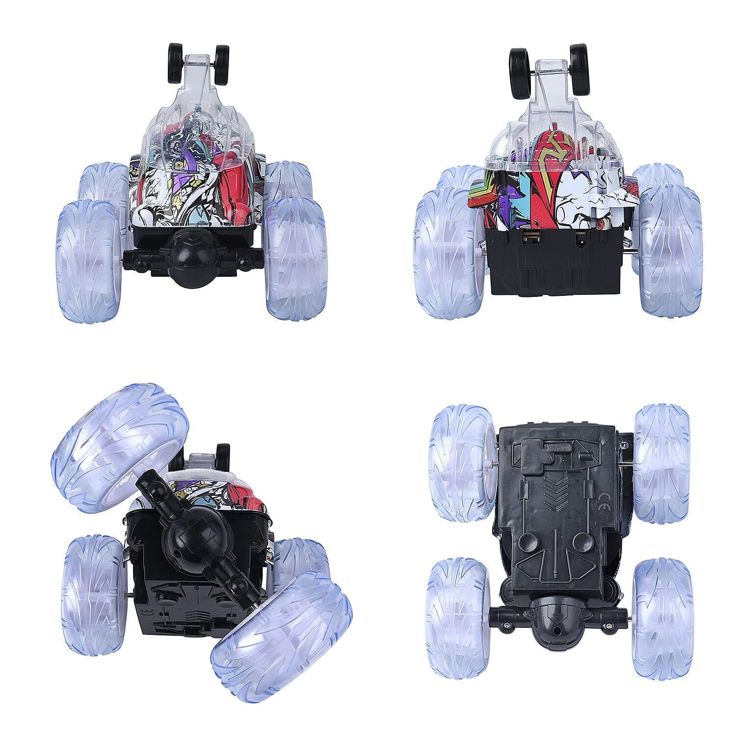 Multicolour LED Light Racing Stunt Car with Remote Control (Includes 500mah) - Red & Multi