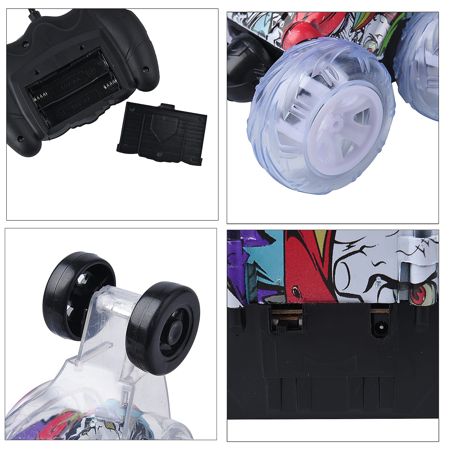 Multicolour LED Light Racing Stunt Car with Remote Control (Includes 500mah) - Red & Multi