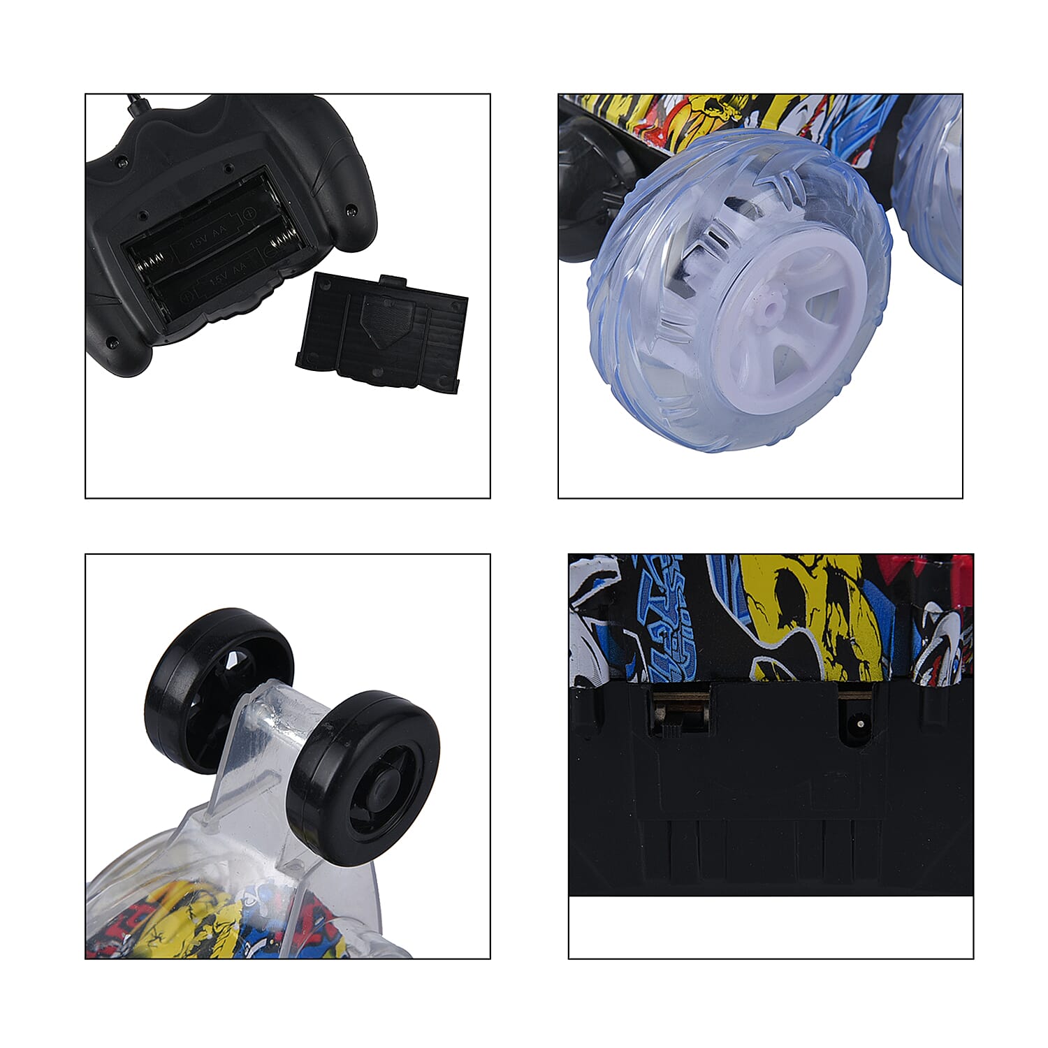 Multicolour LED Light Racing Stunt Car with Remote Control (Includes 500mah) - Yellow & Multi