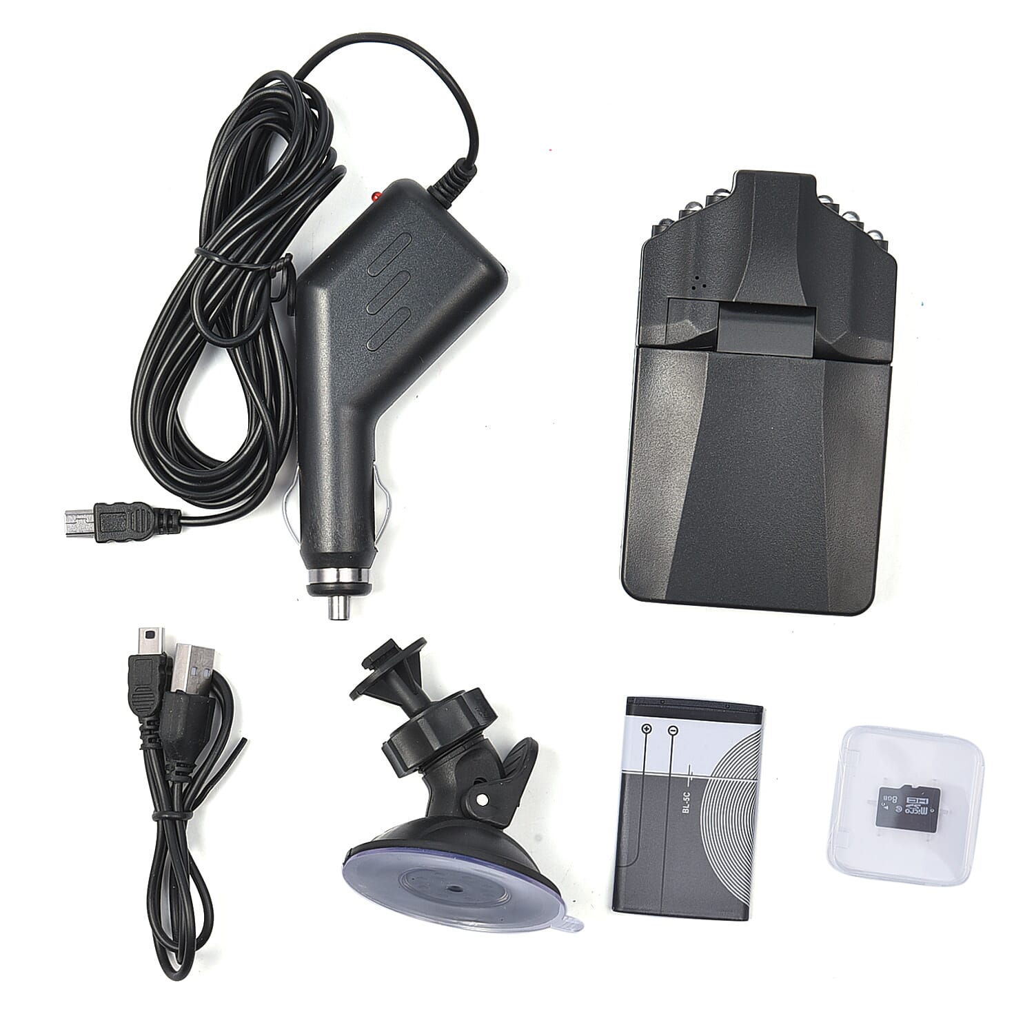 Dashcam Plus (With 8G Memory Card,Battery 1050mAh (Size 10x6 Cm) - Black