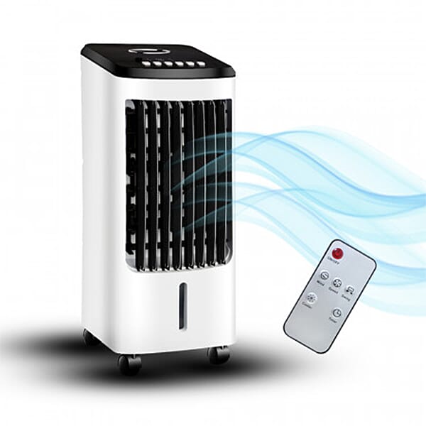 Air Cooler with Remote 4 Litre Portable (Size 51x21 Cm) - White - Black