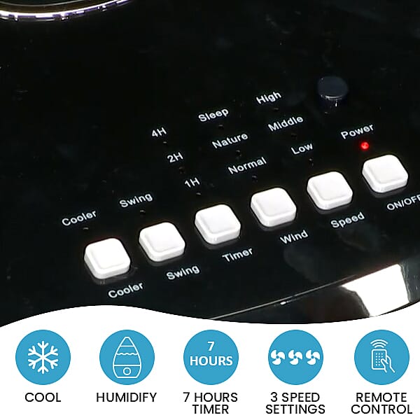 Air Cooler with Remote 4 Litre Portable (Size 51x21 Cm) - White - Black