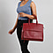 Leather Tote Bag with Detachable Shoulder Strap and Zipper Closure - Maroon