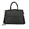 Leather Tote Bag with Detachable Shoulder Strap and Zipper Closure (Size 38x30x13Cm) - Black