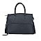 Leather Tote Bag with Detachable Shoulder Strap and Zipper Closure (Size 38x30x13Cm) - Navy Blue