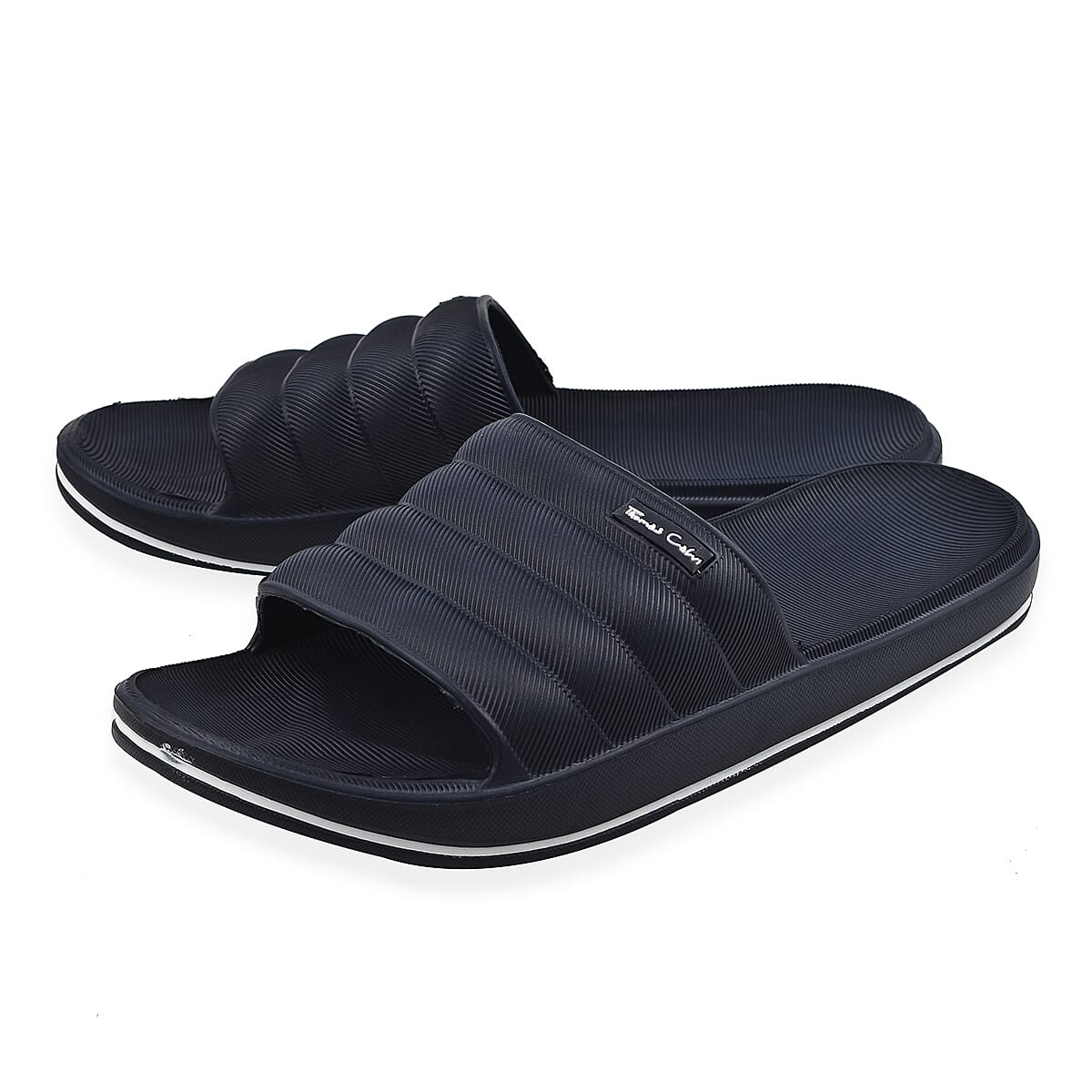 Thomas Calvi Comfortable Summer Sliders in Navy Blue (Size 9)