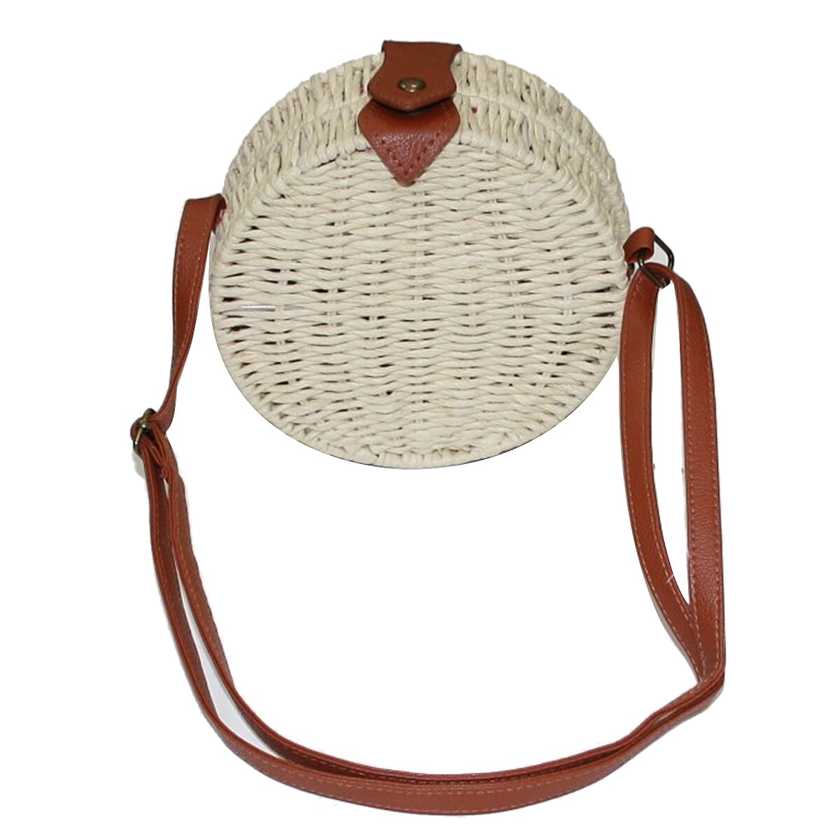 Handmade Light Summer Bag with Adjustable Shoulder Strap and Magnetic Clasp Opening (Size 18x18x7 Cm) - Beige