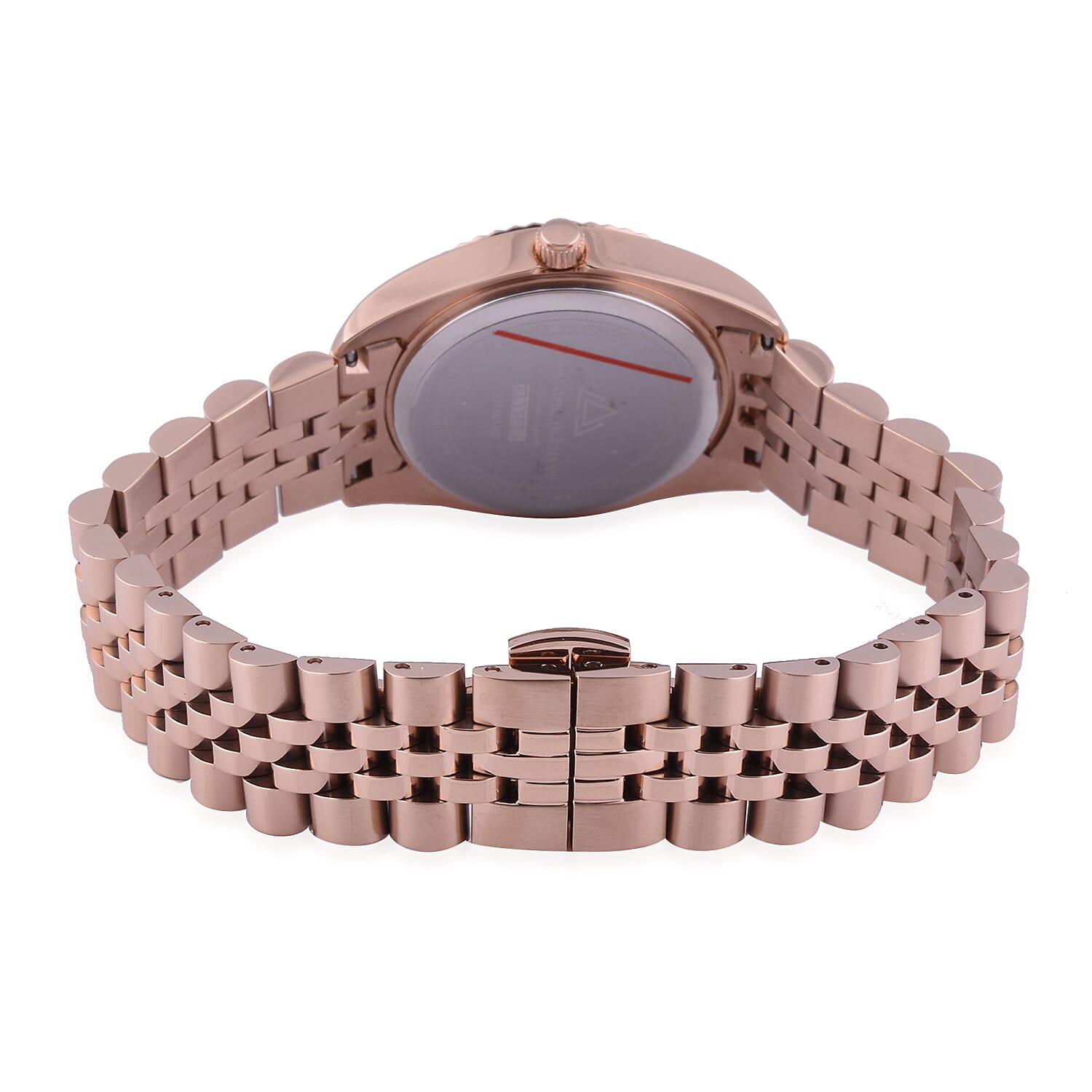 Christophe Duchamp Elysees Swiss Movement White Dial Diamonds Studded Watch in Rose Gold Colour Chain Strap