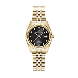 CHRISTOPHE DUCHAMP Elysees Swiss Movement Watch With Diamonds in Stainless Steel Gold Strap