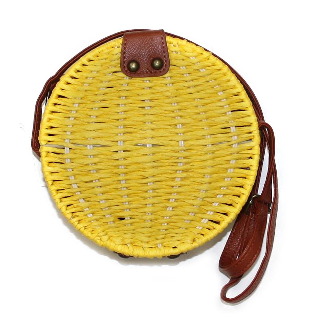 Handmade Light Summer Bag with Adjustable Shoulder Strap and Magnetic Clasp Opening (Size 18x18x7 Cm) - Yellow