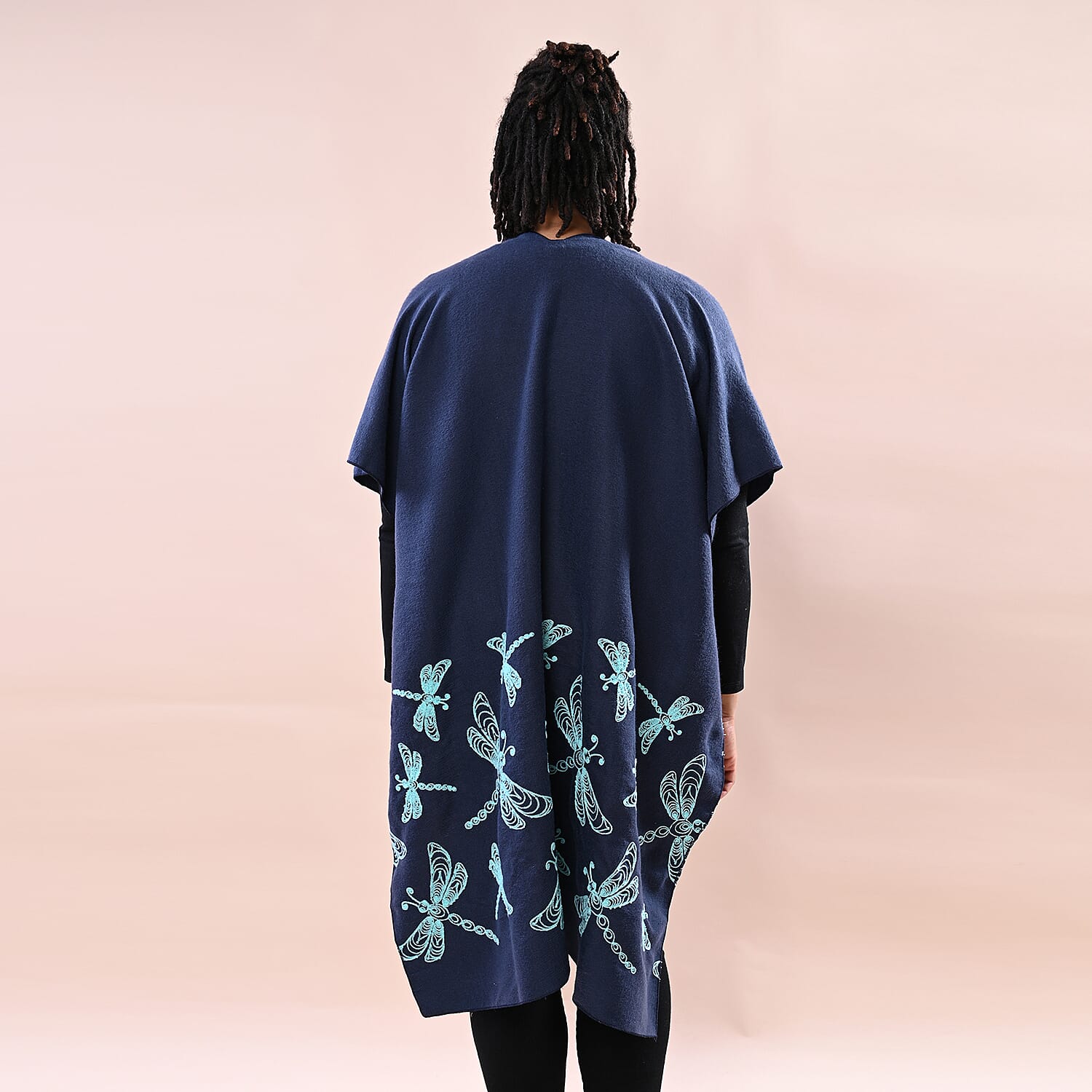 TAMSY Embroidered Kaftan (Size 90 Cm) - Navy & Turquoise