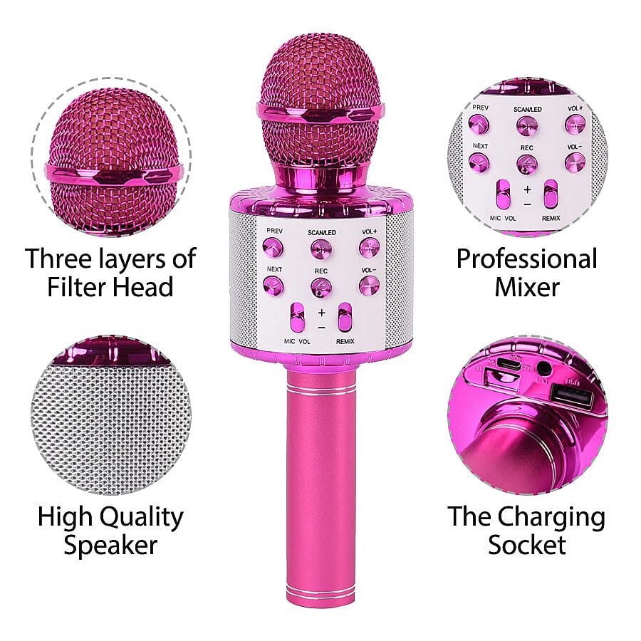 Wireless Rechargeable Karaoke Microphone with Bluetooth Speaker