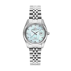 CHRISTOPHE DUCHAMP Elysees Swiss Movement Watch With Diamonds in Stainless Steel Silver Strap