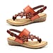 Heavenly Feet Faux Leather Floral Detailing Sandals with Buckle Closure - Orange
