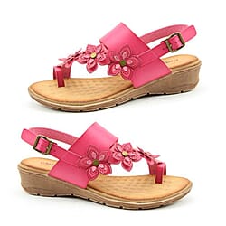 Floral Detailing Soft Footbed Sandals - Pink